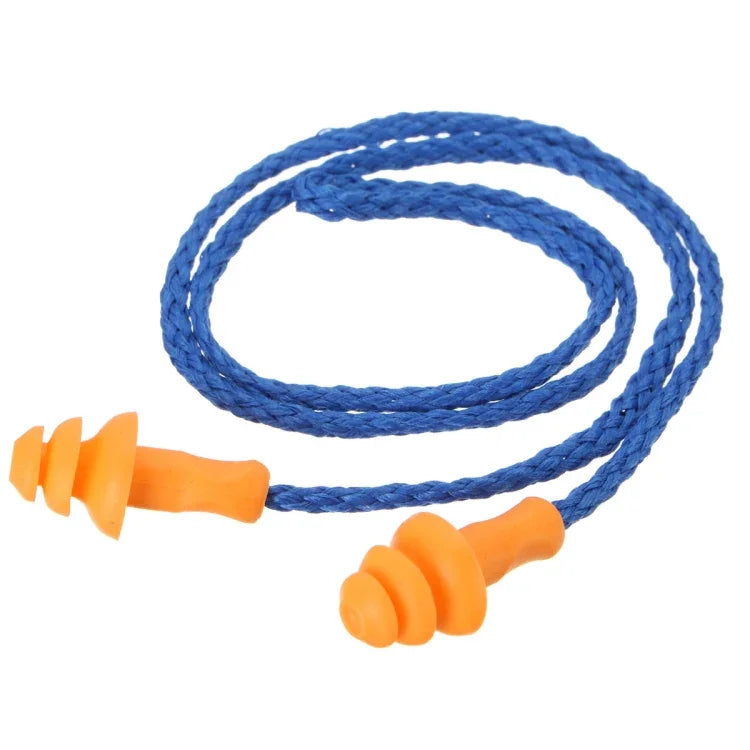 10 cái nút bịt tai mềm bằng silicone có dây, bảo vệ tai tái sử dụng, giảm tiếng ồn