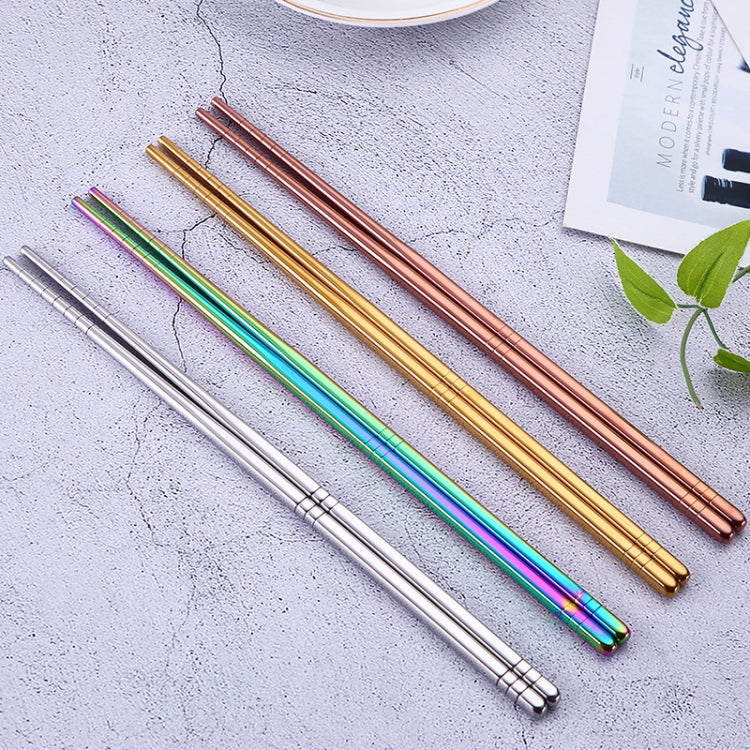 1 Đôi Đũa Kim Loại Màu Sắc Thép Không Gỉ Dùng Lại Dụng Cụ Ăn, Chiều Dài: 23cm