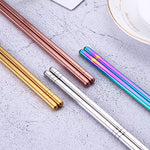 1 Đôi Đũa Kim Loại Màu Sắc Thép Không Gỉ Dùng Lại Dụng Cụ Ăn, Chiều Dài: 23cm