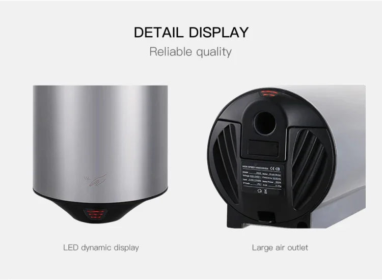 Máy sấy tay cảm biến tự động thép không gỉ 304 Luồng khí tốc độ cao cho gia đình khách sạn sân bay