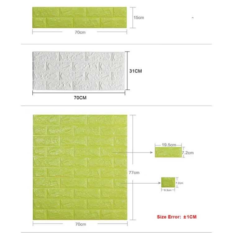 2 Cái Giấy Dán Tường Gạch Nền TV Chống Thấm Tự Dính 3D Decal Tường Phòng Khách Tranh Tường Phòng Ngủ Trang Trí, 70cm x 77cm