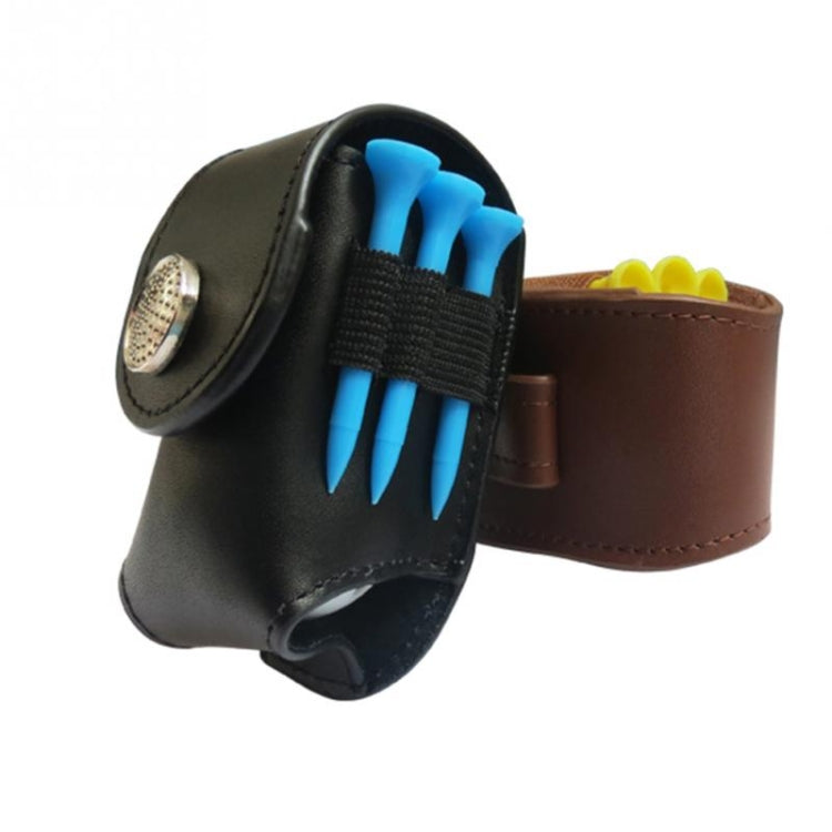 Túi đeo hông đựng bóng golf di động bằng da, túi đựng tee golf thể thao, giá đỡ bóng golf màu đen, giá đỡ bóng golf màu nâu