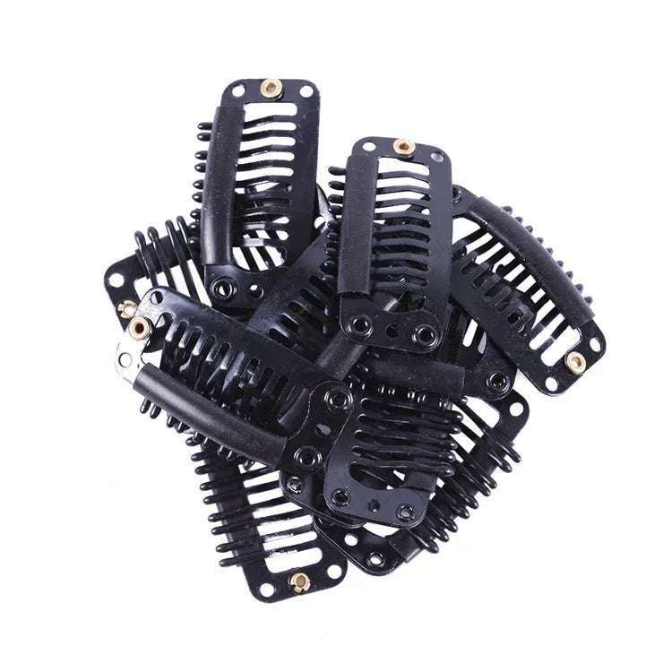 20 cái kẹp nối tóc kim loại 32mm 9 răng có lưng silicone