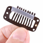 20 cái kẹp nối tóc kim loại 32mm 9 răng có lưng silicone