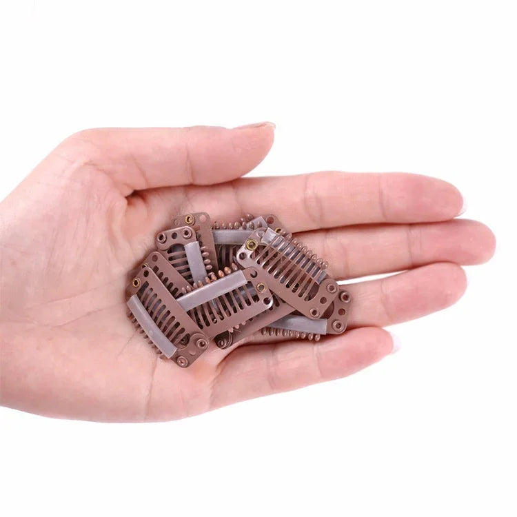 20 cái kẹp nối tóc kim loại 32mm 9 răng có lưng silicone