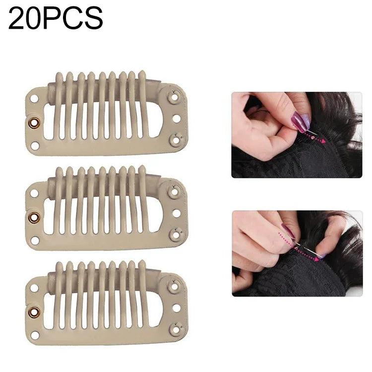 20 cái kẹp nối tóc kim loại 32mm 9 răng có lưng silicone