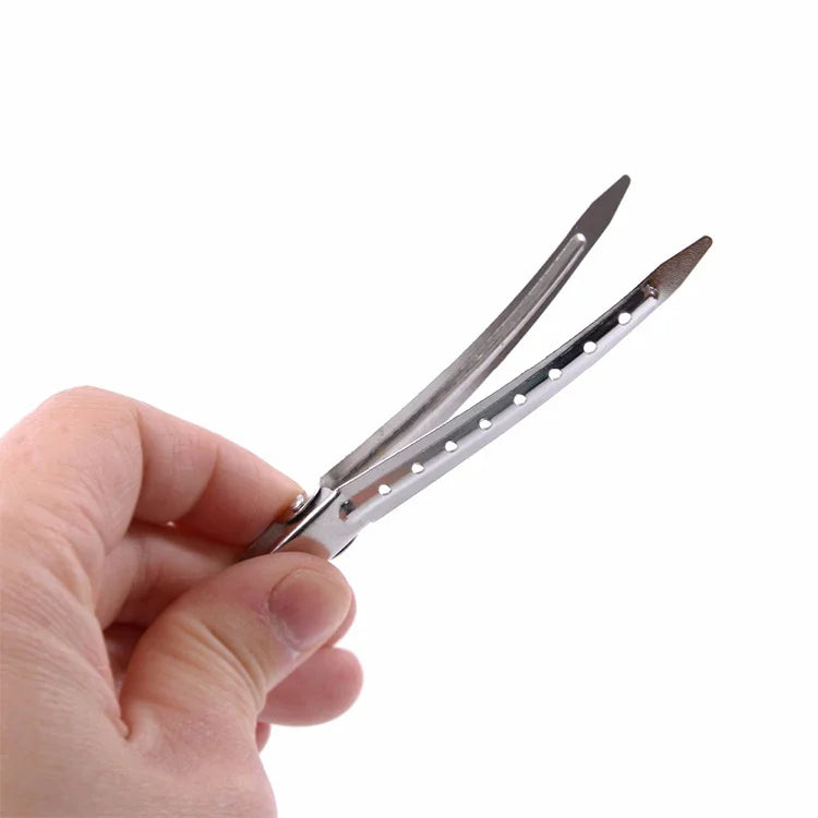 10 chiếc kẹp tóc bằng thép không gỉ, kẹp tóc hình mỏ vịt, kẹp tóc kim loại lỗ đơn lớn