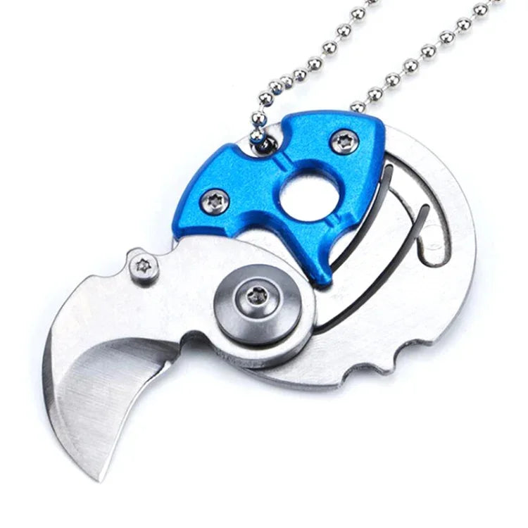 Dao Gấp Mini Di Động Lưỡi Dao Nhỏ Gọn Ngoài Trời Quân Đội Sinh Tồn Móc Khóa Đa Năng Tự Vệ