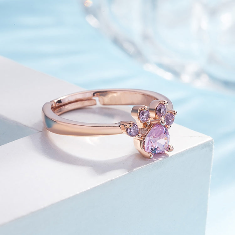 Nhẫn nữ pha lê hình móng vuốt mèo dễ thương có thể điều chỉnh