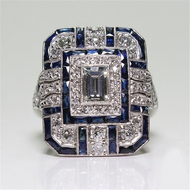 Nhẫn đính hôn pha lê zircon vuông sang trọng cho nữ, 10, 6, 7, 8, 9
