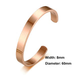 Vòng tay bề mặt thép không gỉ rộng 8mm cho nữ và nam, màu vàng hồng, bạc, đen, vàng