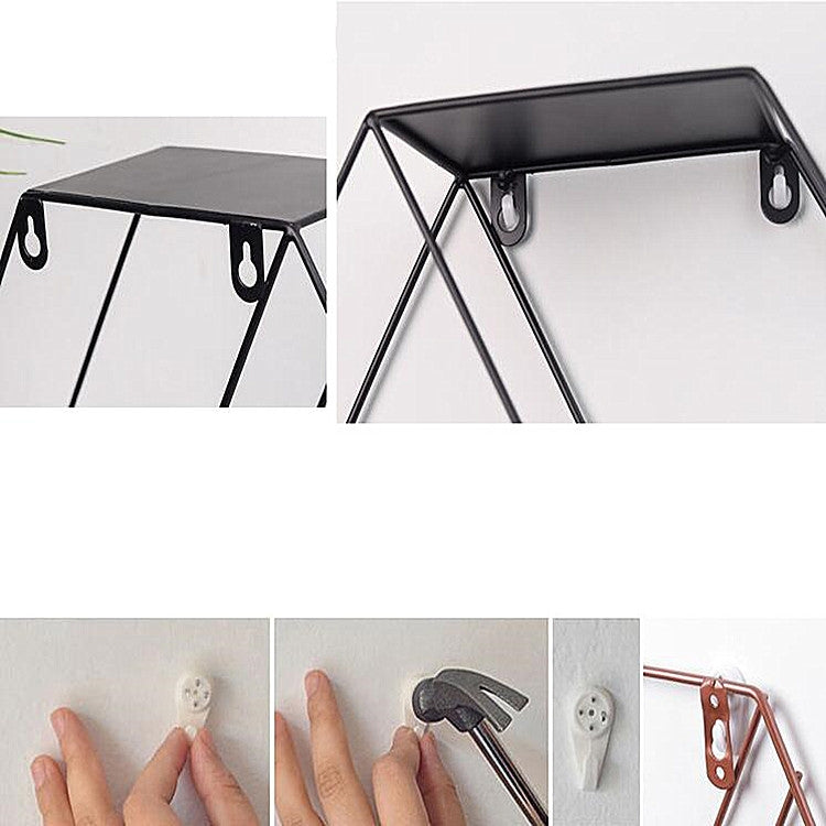 Kệ tường lưới lục giác bằng sắt rèn treo trang trí nhà