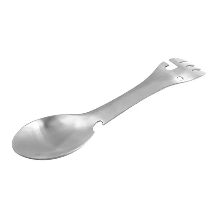 2 chiếc bộ dụng cụ đa năng 5 trong 1 ngoài trời bằng thép không gỉ, bộ dụng cụ sinh tồn cắm trại EDC thực tế gồm dĩa, dao, thìa, mở chai/lon