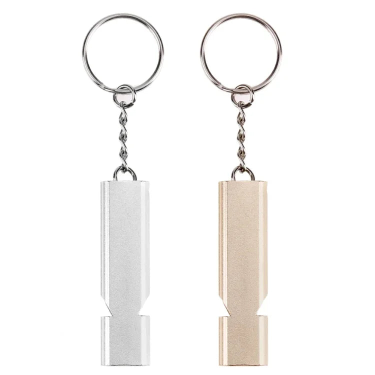 Còi sinh tồn ngoài trời cắm trại leo núi mini di động 120db ống đôi tần số kép, bộ 3 cái bạc, bộ 3 cái vàng