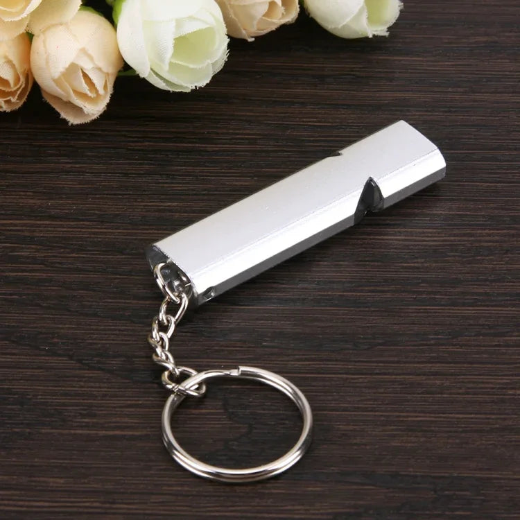 Còi sinh tồn ngoài trời cắm trại leo núi mini di động 120db ống đôi tần số kép, bộ 3 cái bạc, bộ 3 cái vàng