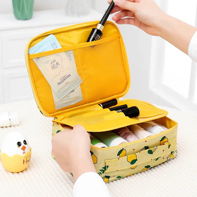 Túi mỹ phẩm du lịch chống nước có đệm dung tích lớn cho nữ, túi lưu trữ cho thợ làm đẹp, túi trang điểm nữ