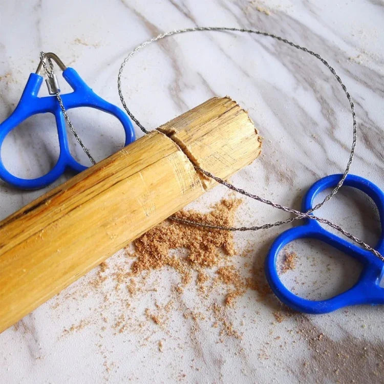 Bộ dụng cụ cưa dây thép không gỉ cho cắm trại, leo núi, du lịch, sinh tồn khẩn cấp, cưa tay (Xanh dương)