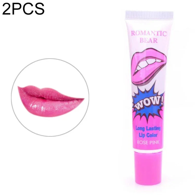 2 Cái Son Bóng Dễ Tẩy Trang Lâu Trôi Chống Nước Matte Son Môi Nữ Mỹ Phẩm, đỏ dưa hấu, Đào dễ thương, Đỏ quyến rũ, Hồng hoa hồng, Đỏ cherry, Cam ngọt
