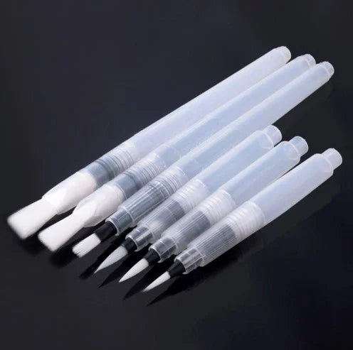 6 cây cọ vẽ di động, cọ màu nước, bút cọ mềm, dụng cụ vẽ tranh màu nước, 6 cây bút màu nước