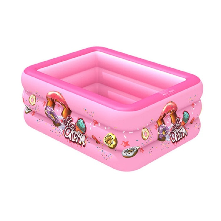 Bể bơi vuông bơm hơi họa tiết kem trong nhà và ngoài trời cho trẻ em, 150 x 110 x 50cm Màu hồng, 180 x 130 x 55cm Màu hồng, 210 x 135 x 55cm Màu hồng