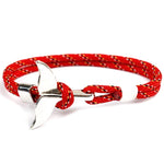 Whale Tail Anchor Charm Nautical Survival Rope Chain Bracelets, Dark blue, Black, Black red, Red, Black blue, Yellow, Colorful, Blue
