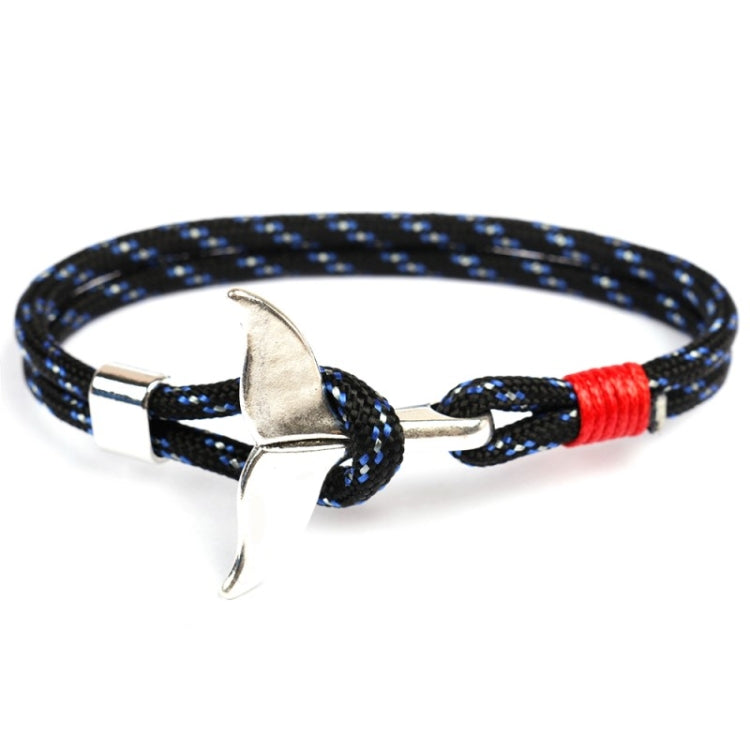 Whale Tail Anchor Charm Nautical Survival Rope Chain Bracelets, Dark blue, Black, Black red, Red, Black blue, Yellow, Colorful, Blue
