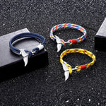 Whale Tail Anchor Charm Nautical Survival Rope Chain Bracelets, Dark blue, Black, Black red, Red, Black blue, Yellow, Colorful, Blue