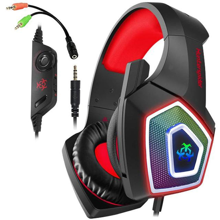 Tai nghe chơi game có dây điều khiển RGB 3.5mm phát sáng nhiều màu, chiều dài cáp: 2.2m