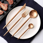Bộ dao dĩa muỗng bằng thép không gỉ, bộ đồ ăn nhà bếp phương Tây, bộ đồ dùng bàn tiệc gia đình