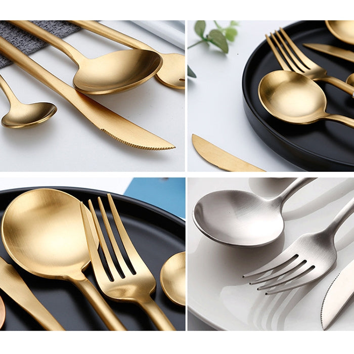 Bộ dao dĩa muỗng bằng thép không gỉ, bộ đồ ăn nhà bếp phương Tây, bộ đồ dùng bàn tiệc gia đình