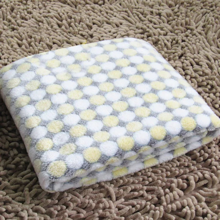 Chăn Thú Cưng Vải Flannel Mềm In Chấm Bi Thoáng Khí Thảm Giường Ấm Áp Bọc Đệm Ngủ Cho Chó Mèo, S, M, L