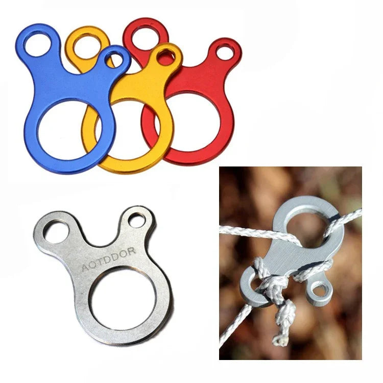 10 cái khóa dây lều cắm trại móc khóa carabiner móc treo siết dây chống gió, khóa hợp kim nhôm (Xanh dương), khóa hợp kim nhôm (Bạc)