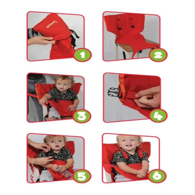 Ghế di động cho bé, ghế trẻ em, ghế ăn gấp gọn, có thể giặt, dây an toàn