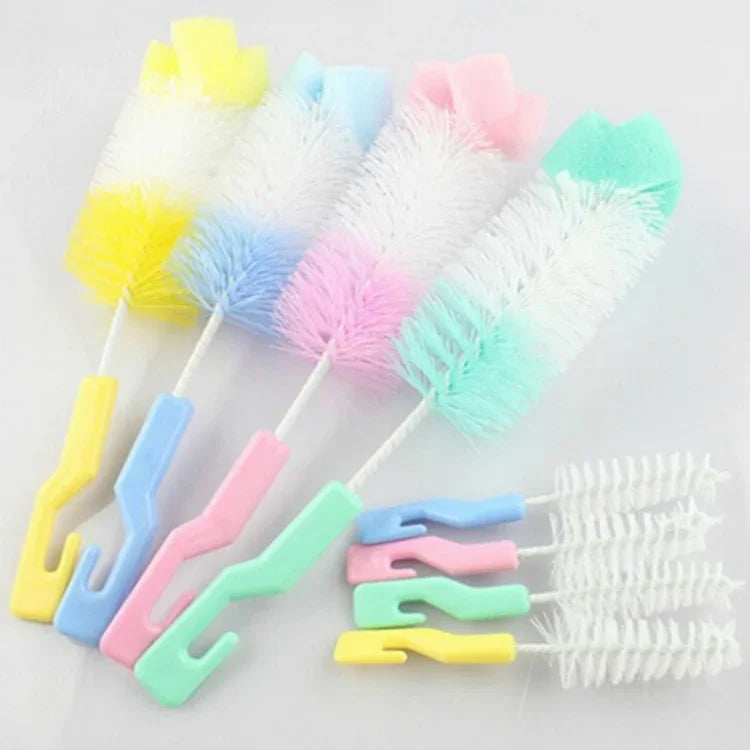 2 bộ cốc bình sữa núm vú cho bé với bàn chải làm sạch mút 360 độ, giao màu ngẫu nhiên, cốc bình sữa
