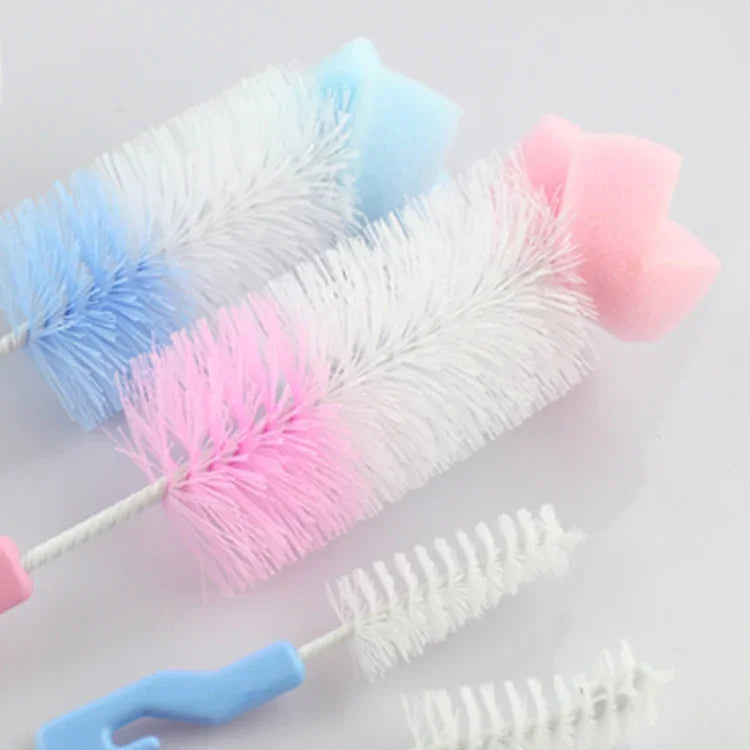 2 bộ cốc bình sữa núm vú cho bé với bàn chải làm sạch mút 360 độ, giao màu ngẫu nhiên, cốc bình sữa