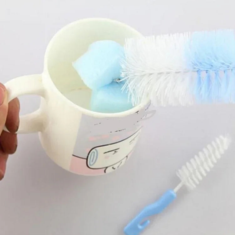 2 bộ cốc bình sữa núm vú cho bé với bàn chải làm sạch mút 360 độ, giao màu ngẫu nhiên, cốc bình sữa