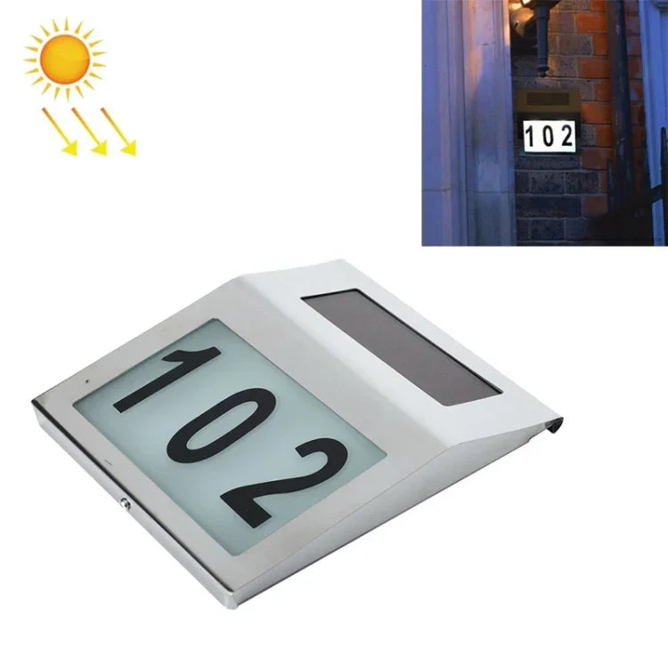 Đèn số nhà gắn tường ngoài trời chống nước năng lượng mặt trời 2 đèn LED bằng thép không gỉ, Thép không gỉ