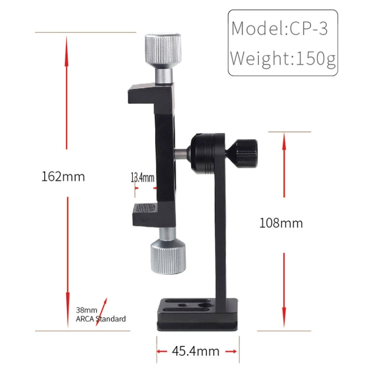 Kẹp cố định chân máy kim loại xoay CP-3 cho điện thoại livestream, phù hợp điện thoại 4.5-7.3 inch