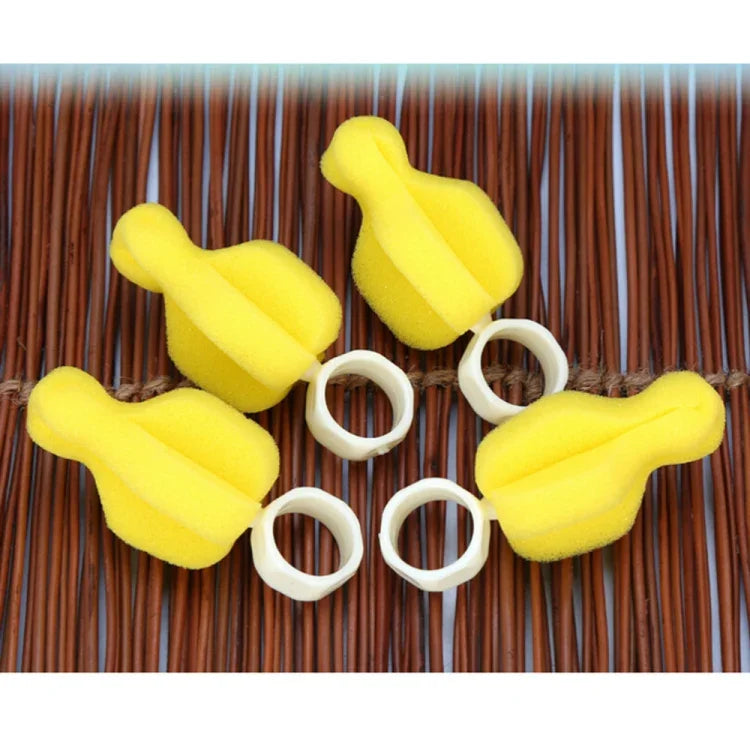 5 cái bàn chải núm vú em bé xoay 360 độ màu vàng bằng mút, bàn chải làm sạch núm vú, bàn chải bình sữa cho trẻ sơ sinh, bàn chải bình sữa