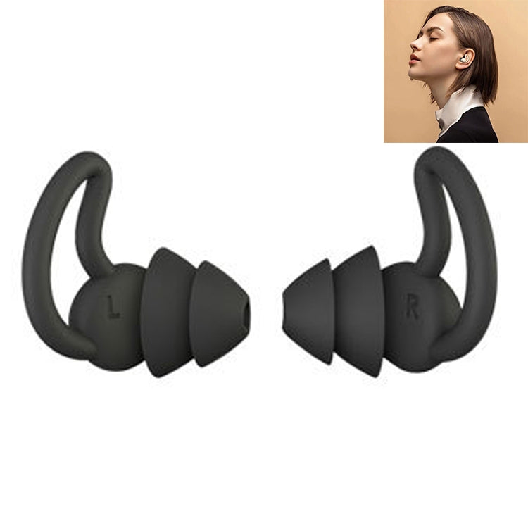 1 đôi nút tai chống rơi và giảm ồn Shark Fin Nnti, nút tai chống ồn cho ngủ, ký túc xá, giảm tiếng ồn và phòng chống ồn, màu xám (2 lớp), đen (2 lớp), xám (3 lớp), đen (3 lớp)