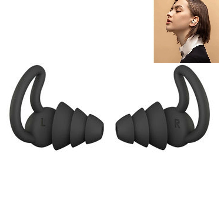1 đôi nút tai chống rơi và giảm ồn Shark Fin Nnti, nút tai chống ồn cho ngủ, ký túc xá, giảm tiếng ồn và phòng chống ồn, màu xám (2 lớp), đen (2 lớp), xám (3 lớp), đen (3 lớp)