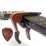 Bộ capo đàn Guitar dân ca gỗ đặc 2 trong 1 + Pick, Capo đàn Guitar dân ca