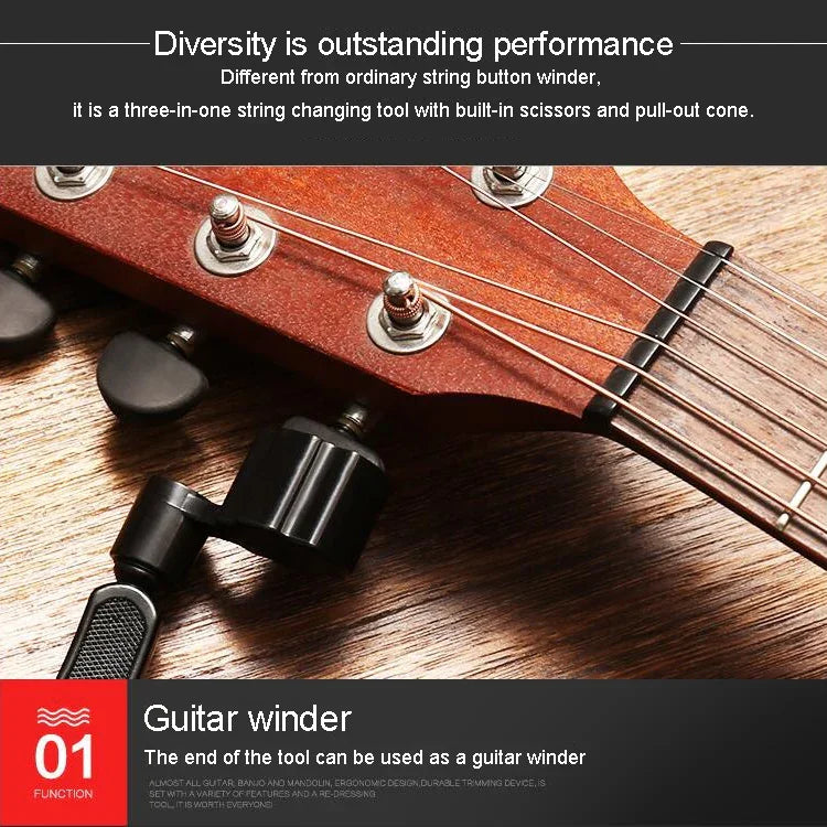 Bộ dụng cụ thay dây đàn Guitar gồm dao cắt dây, cuộn dây, kẹp ba trong một, Phụ kiện đàn Guitar