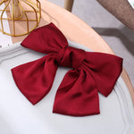 5 cái Kẹp tóc nơ satin phía sau, màu đỏ rượu, đen, xanh lá đậm