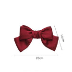 5 cái Kẹp tóc nơ satin phía sau, màu đỏ rượu, đen, xanh lá đậm