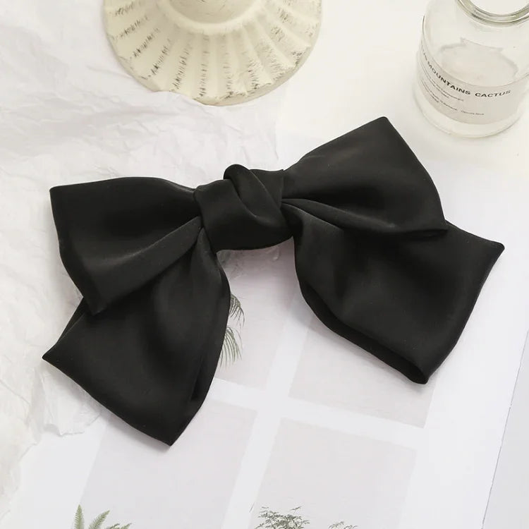 5 cái Kẹp tóc nơ satin phía sau, màu đỏ rượu, đen, xanh lá đậm
