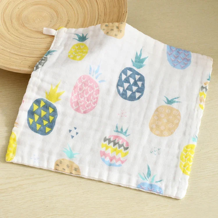 Khăn tay vuông cho bé bằng bông 6 lớp, khăn lau nước bọt, giao mẫu ngẫu nhiên, 25x25cm, 30x30cm