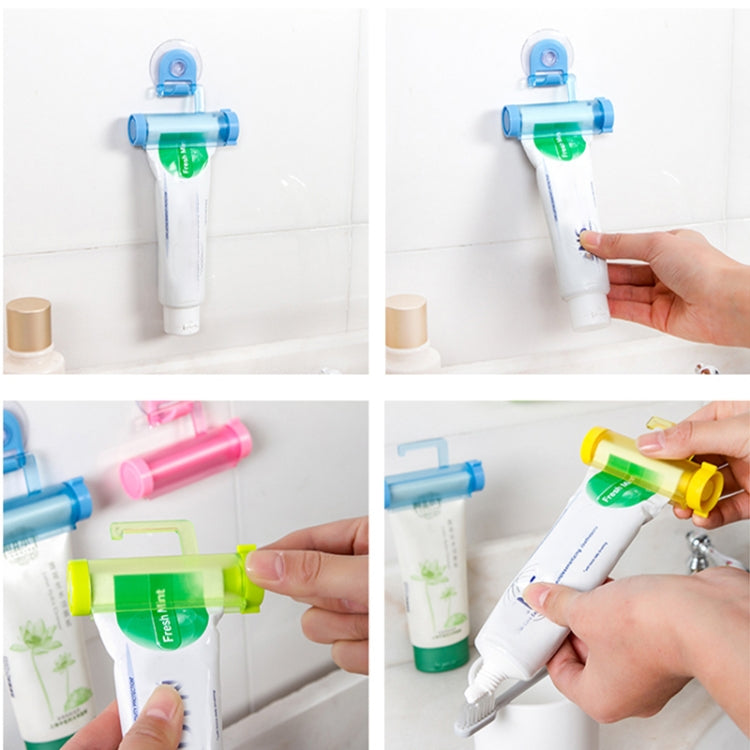 2 cái ống bóp kem đánh răng sáng tạo có móc hút và giá đỡ, màu trắng, xanh dương, xanh lá, vàng, hồng