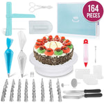 Bộ bàn xoay trang trí bánh 164 trong 1, dụng cụ làm bánh bằng thép không gỉ, 164 cái/bộ