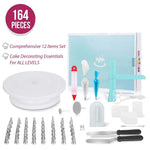 Bộ bàn xoay trang trí bánh 164 trong 1, dụng cụ làm bánh bằng thép không gỉ, 164 cái/bộ
